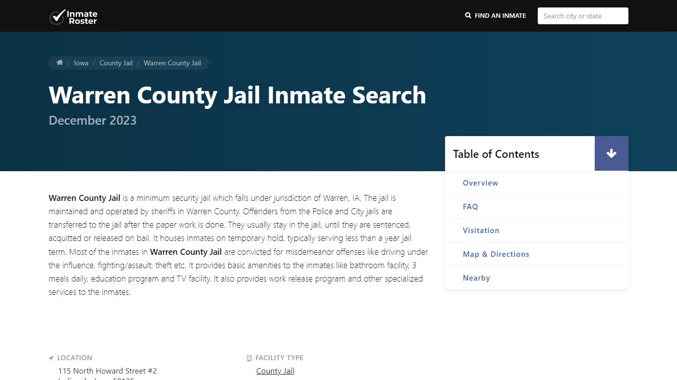 Inmate Search | Warren County Jail - Indianola, IA
