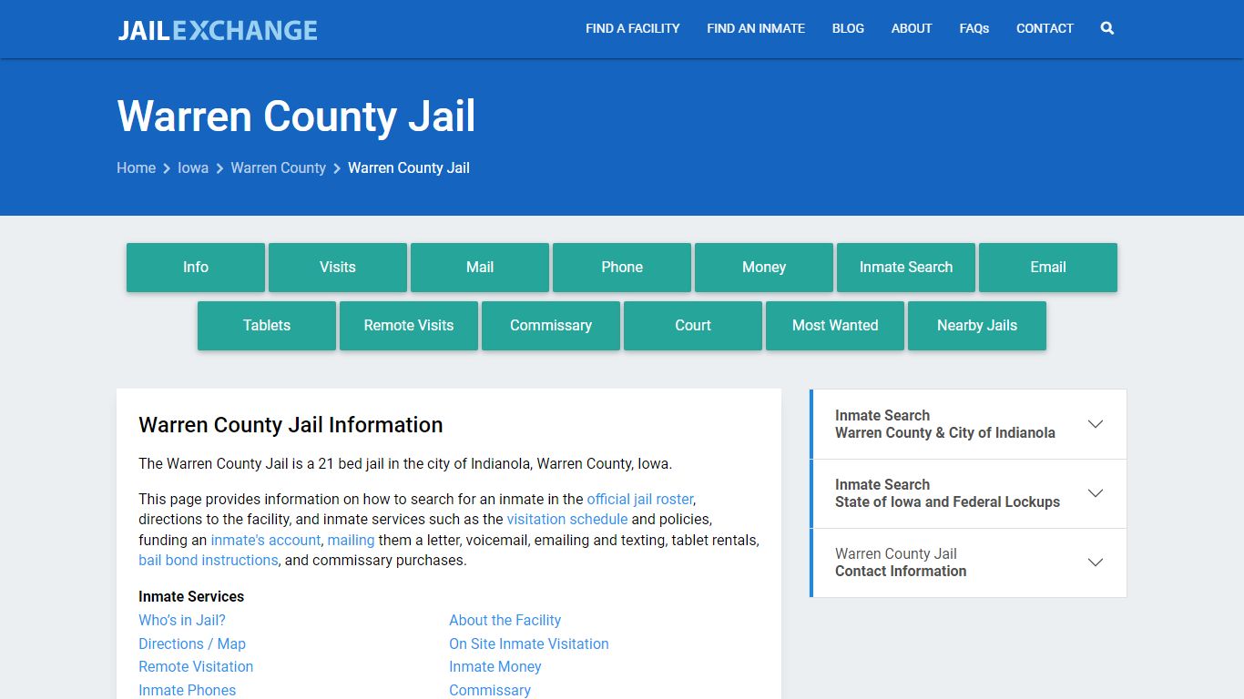 Warren County Jail, IA Inmate Search, Information